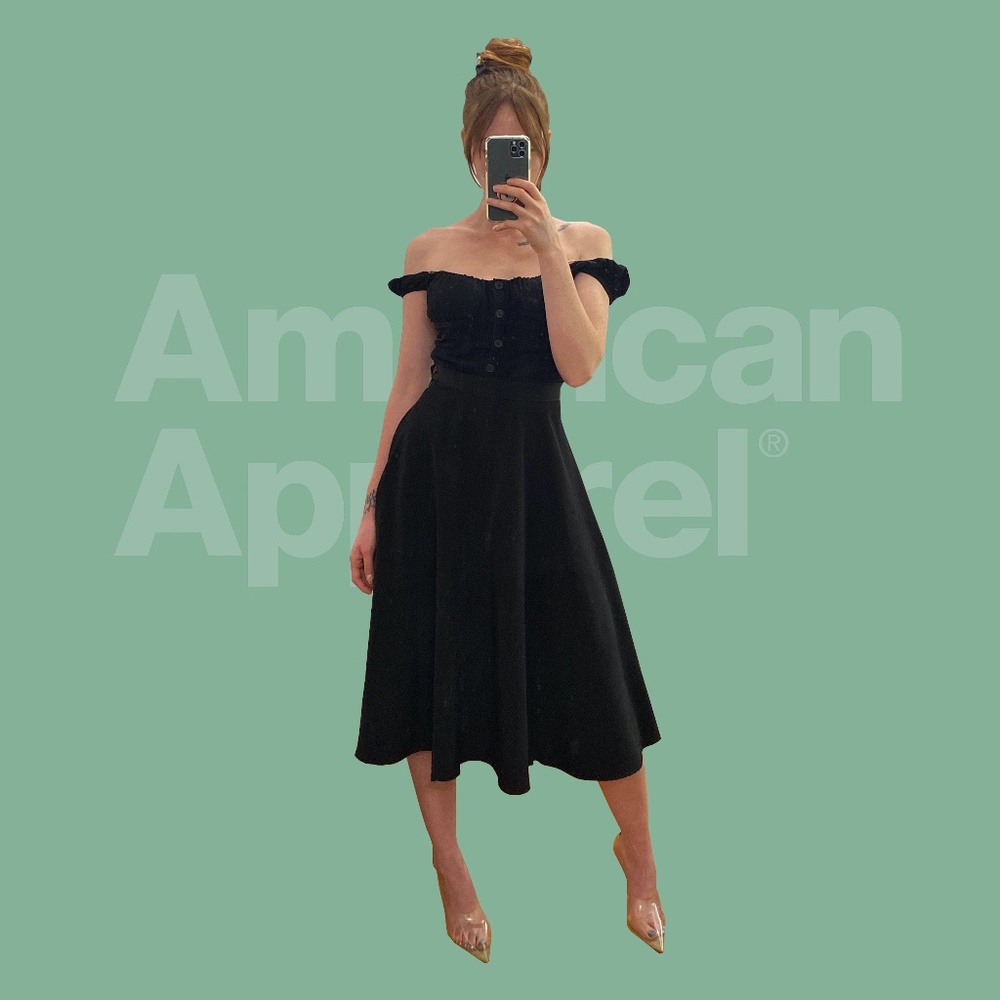 American Apparel Black Midi Circle Skirt